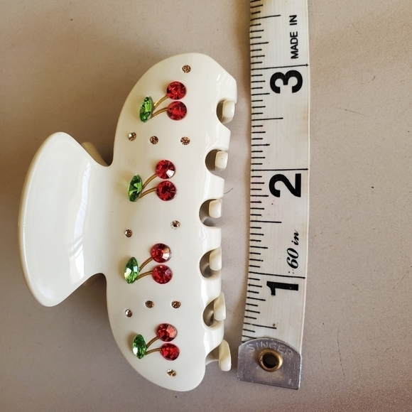 NEW Ivory Cream Cherry Hair Claw Clip - Picture 10 of 10